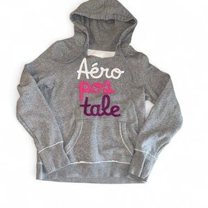 Aeropostale Gray Hoodie with Pink and Purple Accents